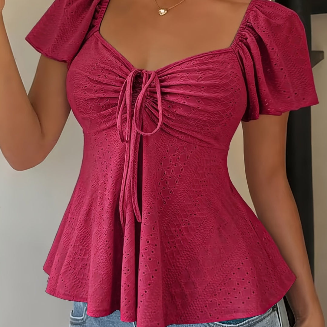Josephine | Flutter-Ærme Peplum Top