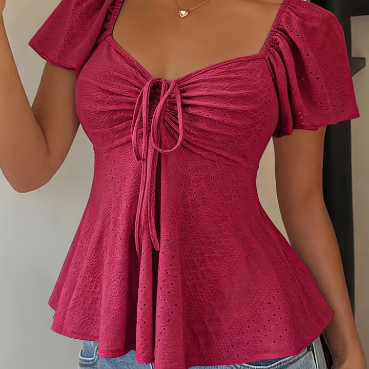 Josephine | Flutter-Ærme Peplum Top