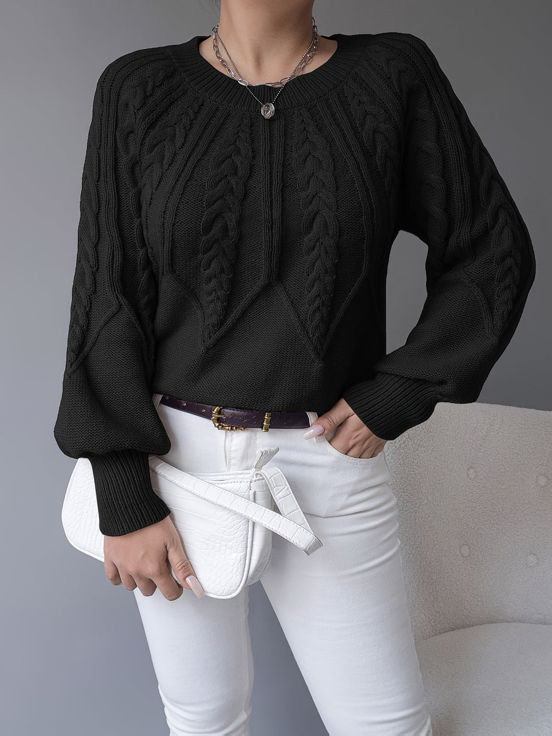 Elsie | Kabelstrikket Tekstur Sweater