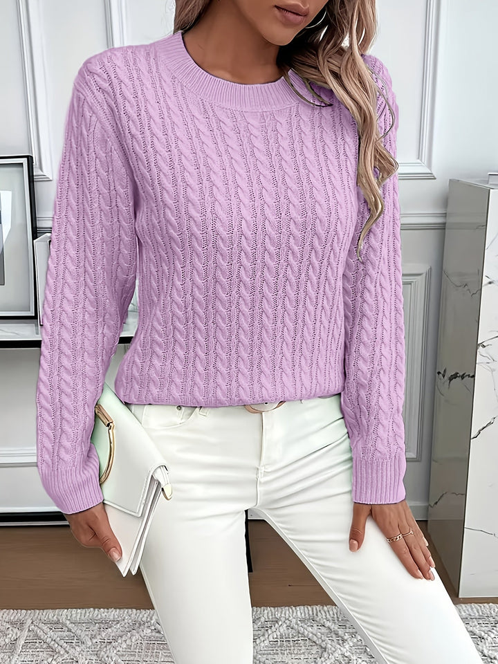 Faye | Kabelstrikket Rundhalset Sweater