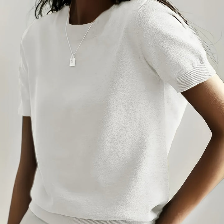 Harriet | Finstrikket T-Shirt med Korte Ærmer