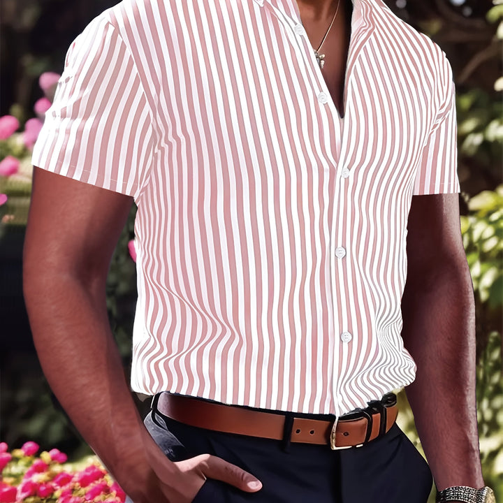 Grant | Forfinet Stribet Kortærmet Skjorte