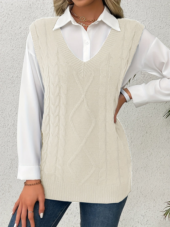 Cora | Cozy Cable-Knit V-Hals Sweater Vest