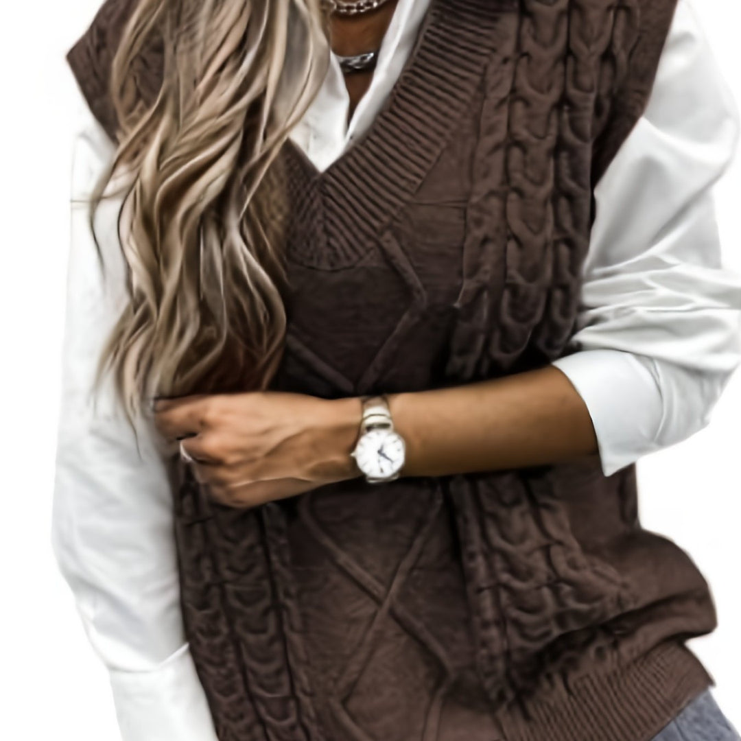 Cora | Cozy Cable-Knit V-Hals Sweater Vest
