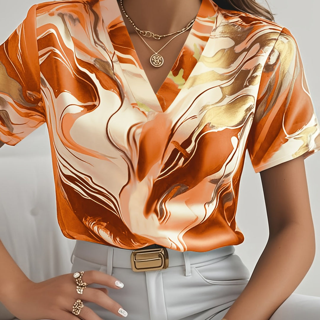 Joanna | Kunstnerisk Swirl-Print Bluse