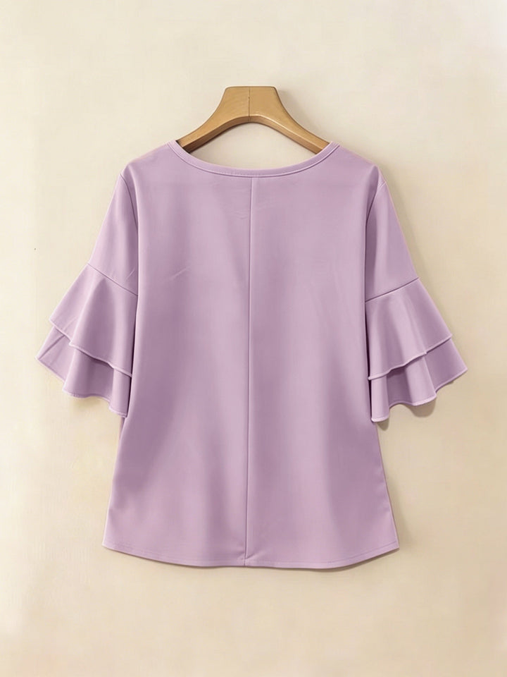 Karen | Bluse med Flared-ærmer og Plisseringer