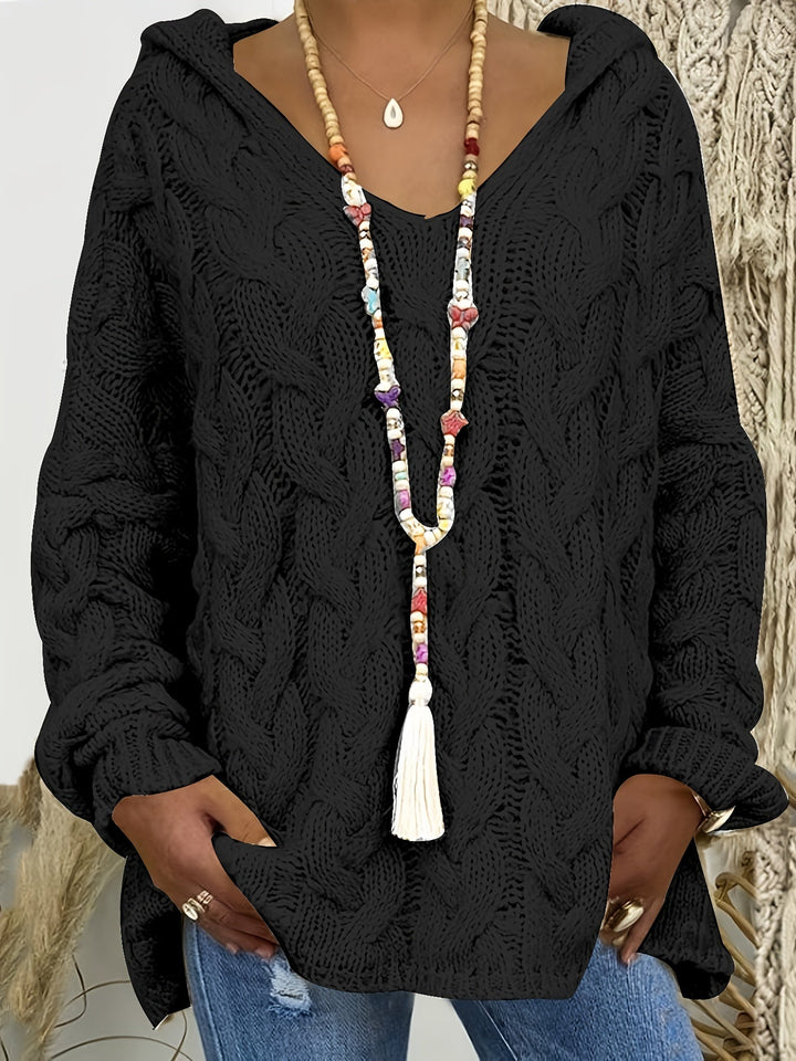Florence | Afslappet Kabelstrik V-Hals Sweater
