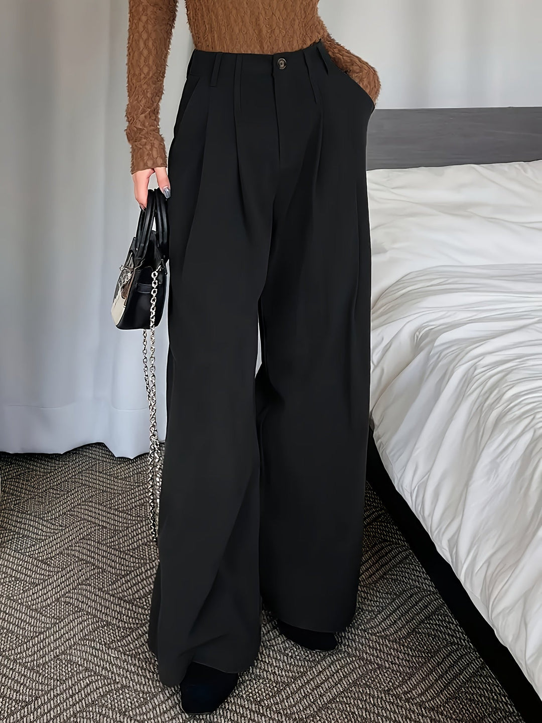 Celine | Plisserede Bukser med Bred Ben