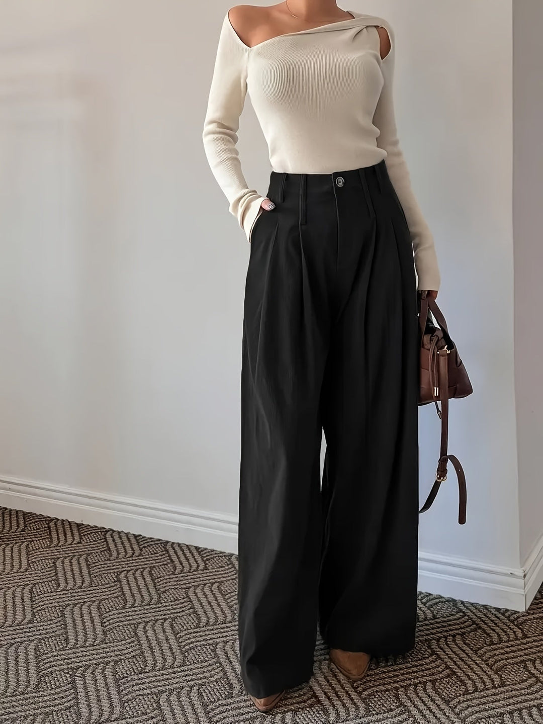 Celine | Plisserede Bukser med Bred Ben