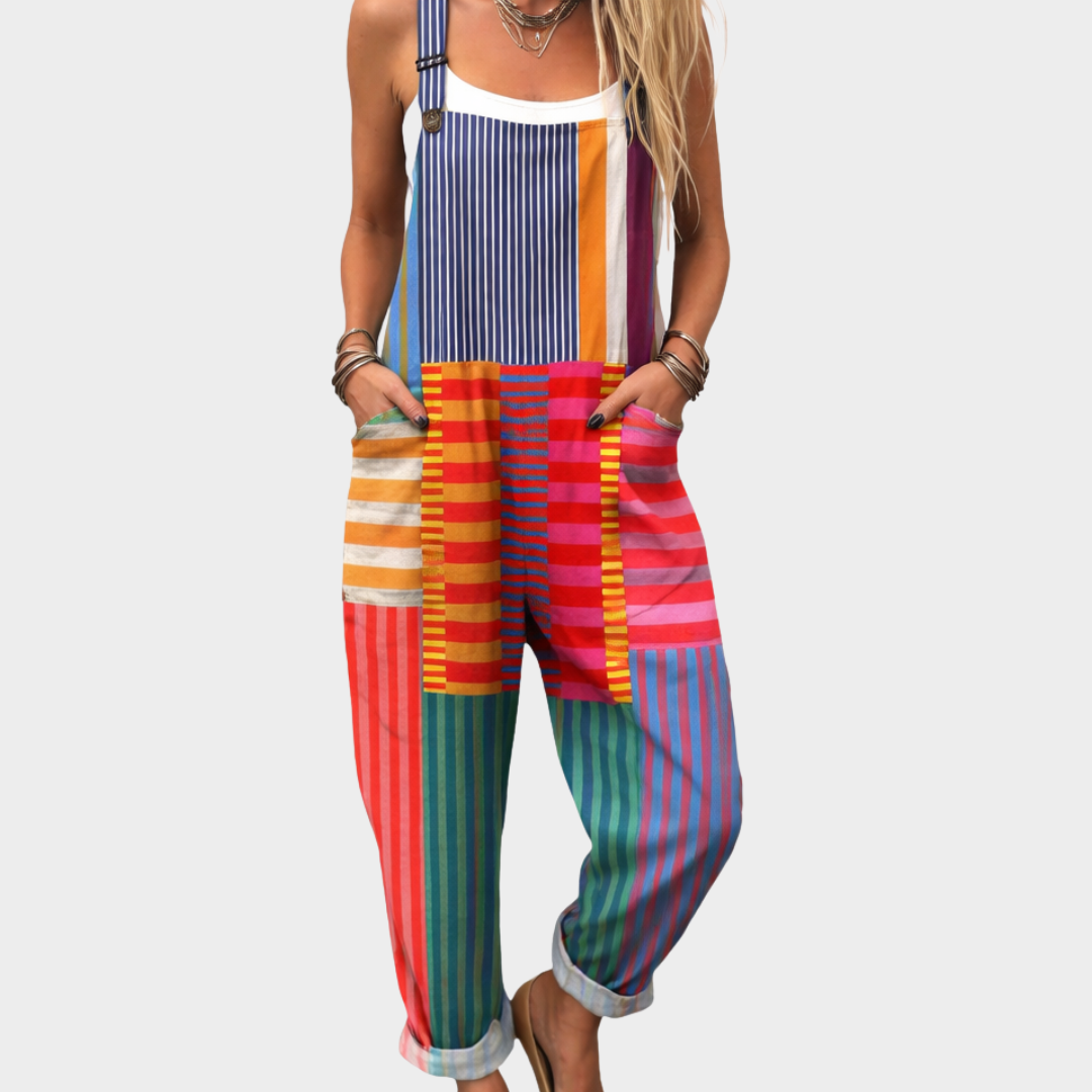 Silvia | Komfortabel Multifarvet Patch Jumpsuit