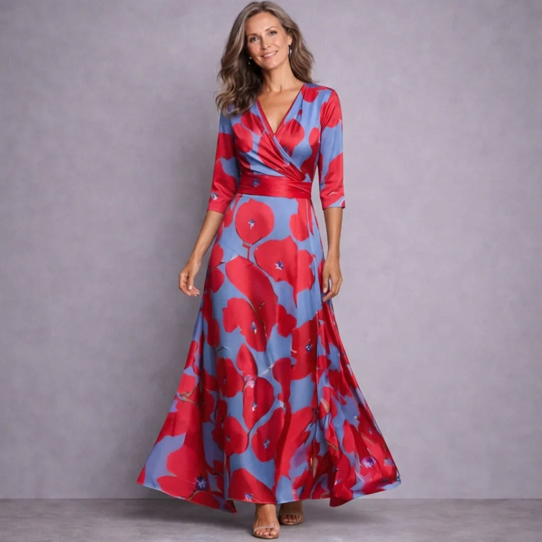 Emilia | Elegant Maxi Kjole med Mellemærmer