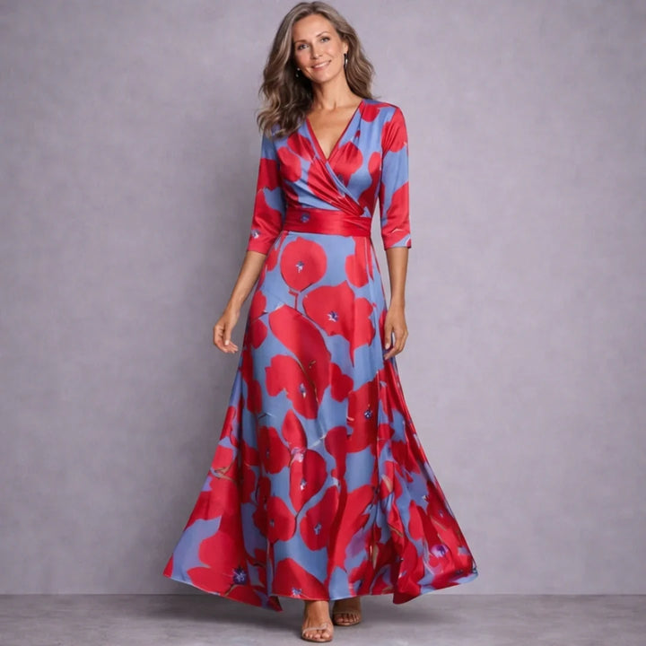 Emilia | Elegant Maxi Kjole med Mellemærmer
