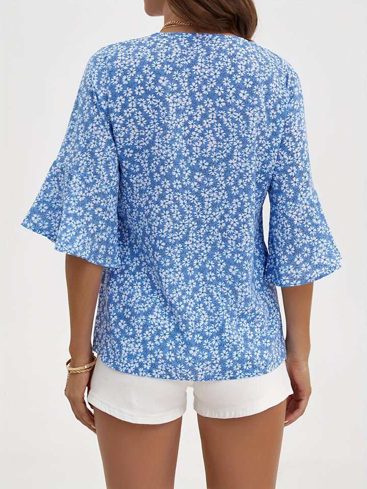 Lorraine | Floral Ruffle-Ærme Bluse