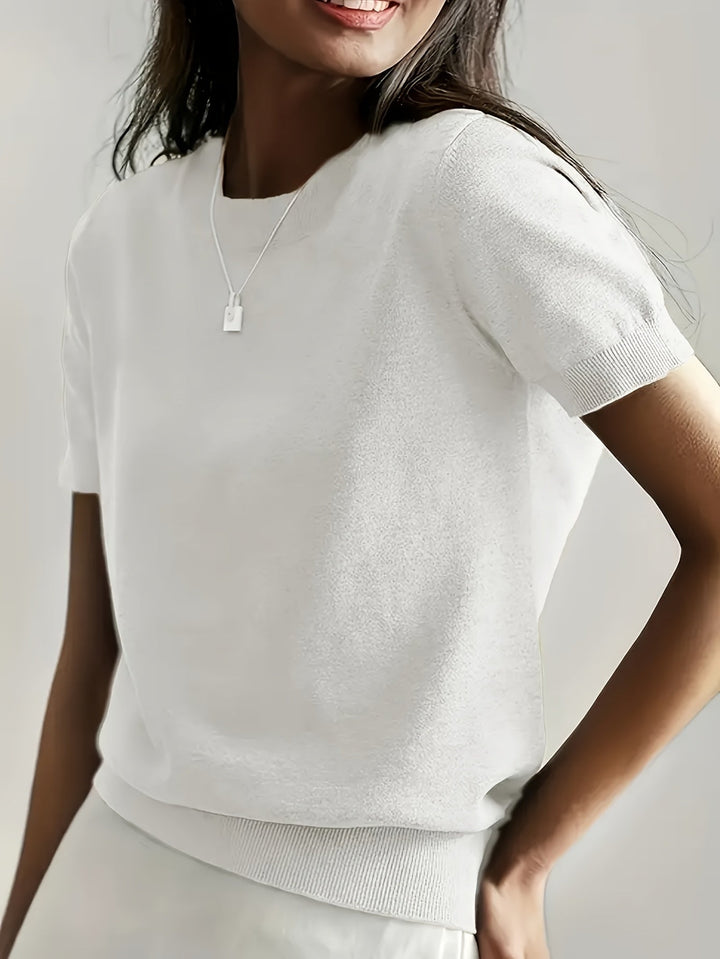 Harriet | Finstrikket T-Shirt med Korte Ærmer