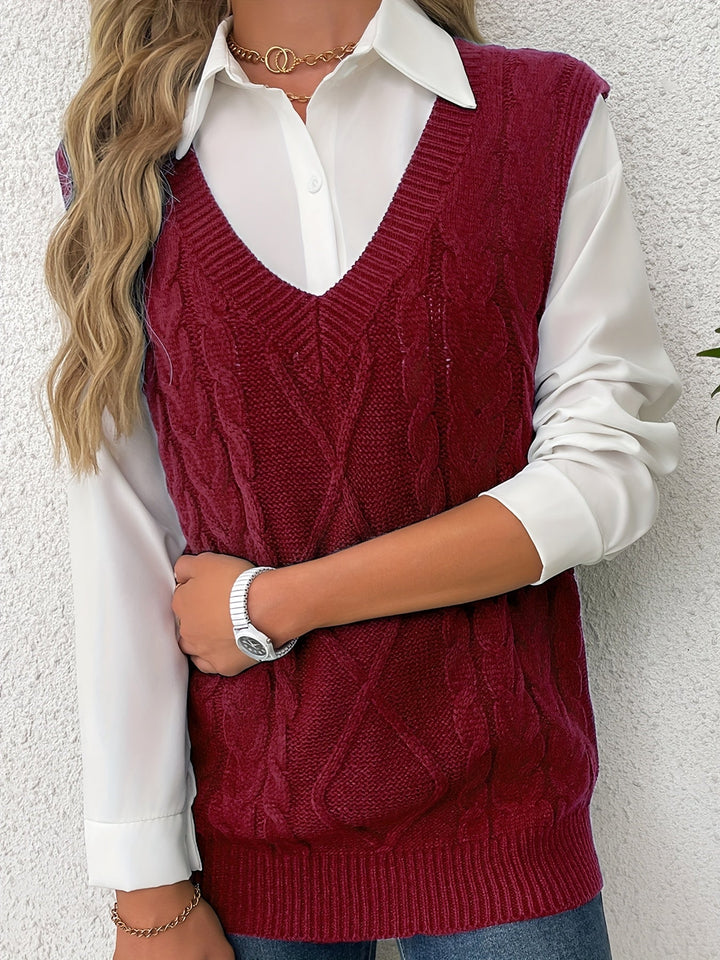 Cora | Cozy Cable-Knit V-Hals Sweater Vest