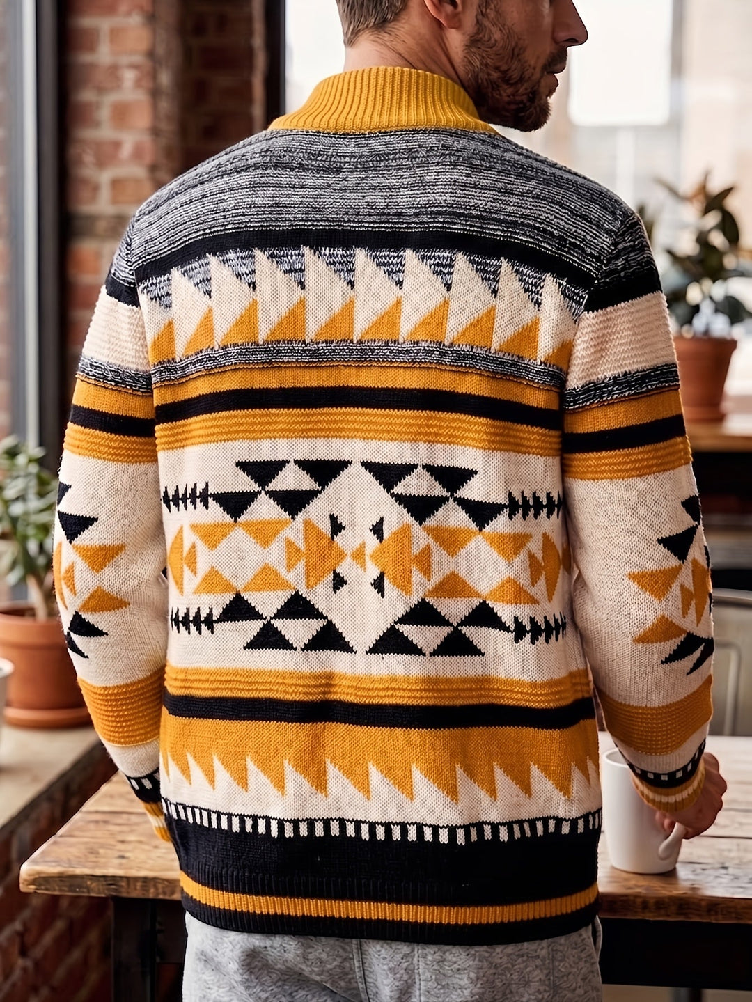 Callum | Mønstret Zip-Up Cardigan
