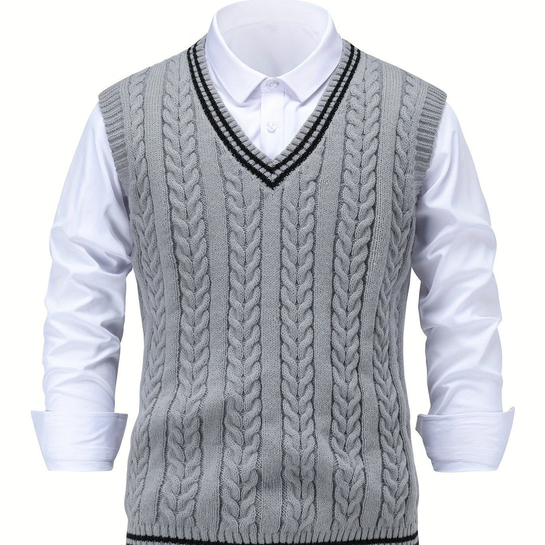 Gideon | Kabelstrikket V-hals Sweater Vest