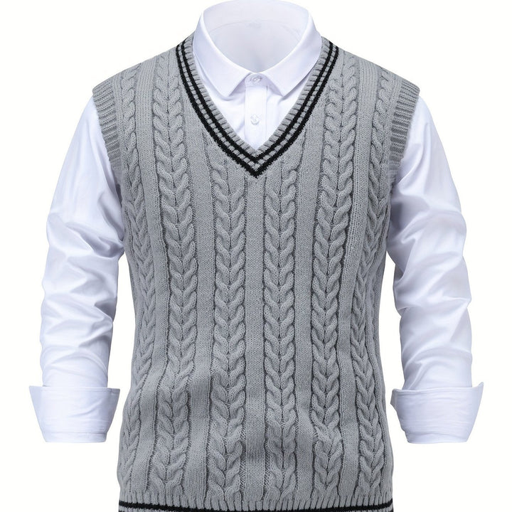 Gideon | Kabelstrikket V-hals Sweater Vest