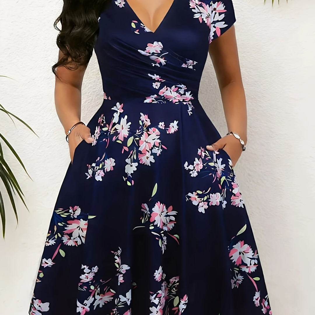 Katherine | Floral A-Line Lomme Kjole