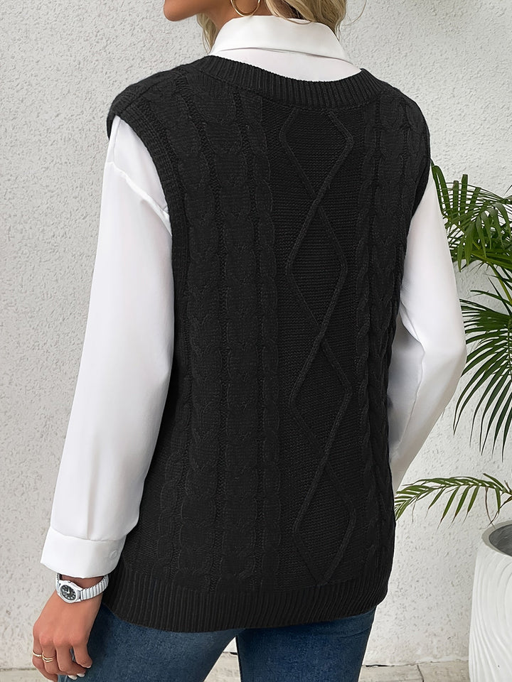 Cora | Cozy Cable-Knit V-Hals Sweater Vest