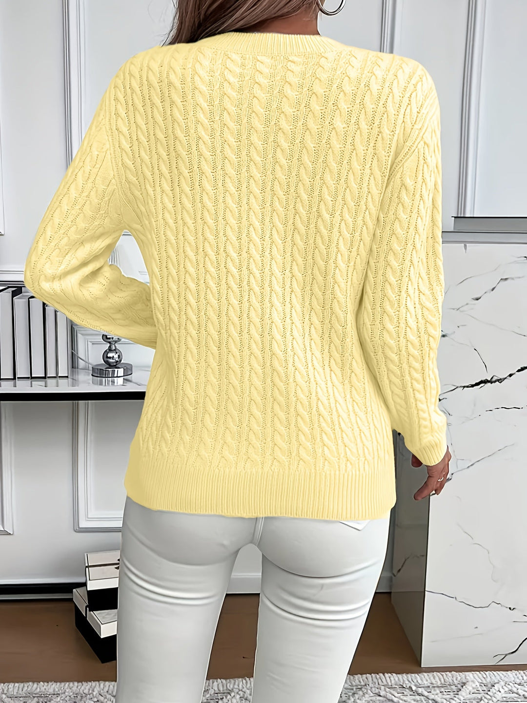 Faye | Kabelstrikket Rundhalset Sweater