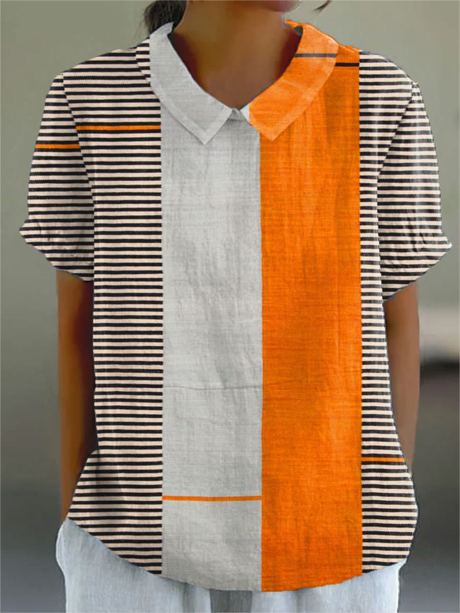 Emily | Casual Farveblok Stribet Skjorte