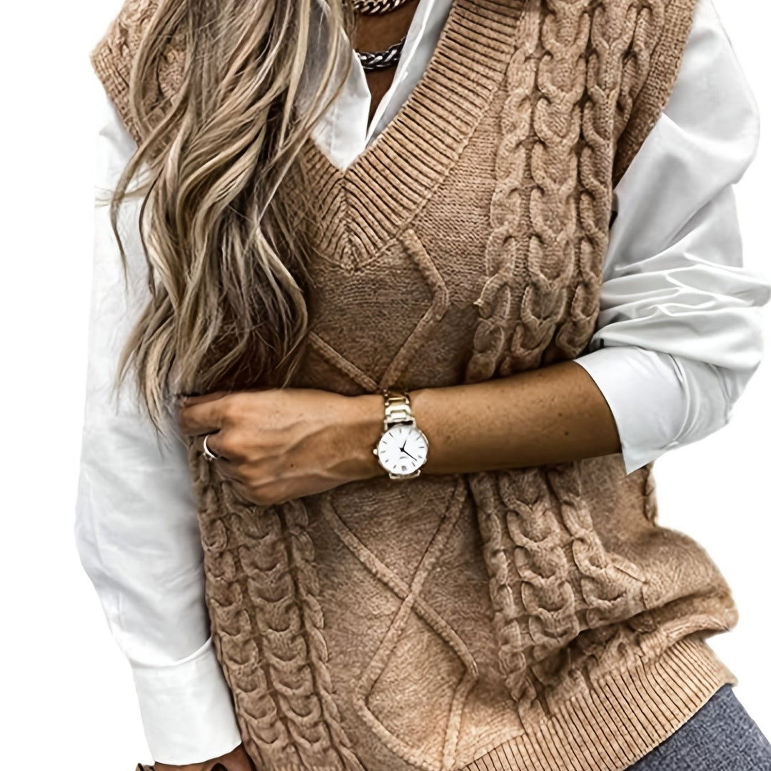 Cora | Cozy Cable-Knit V-Hals Sweater Vest