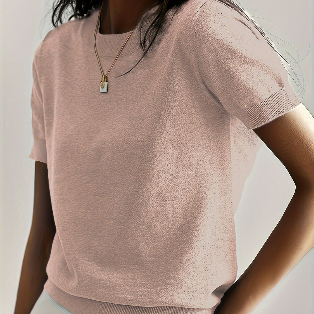 Harriet | Finstrikket T-Shirt med Korte Ærmer
