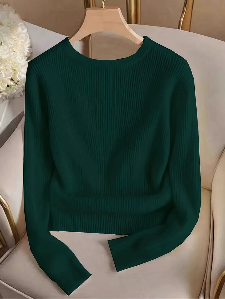Gretchen | Ribbet Sweater med Knapmanchetter