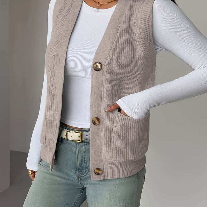 Miriam | Knappet V-Hals Strikvest