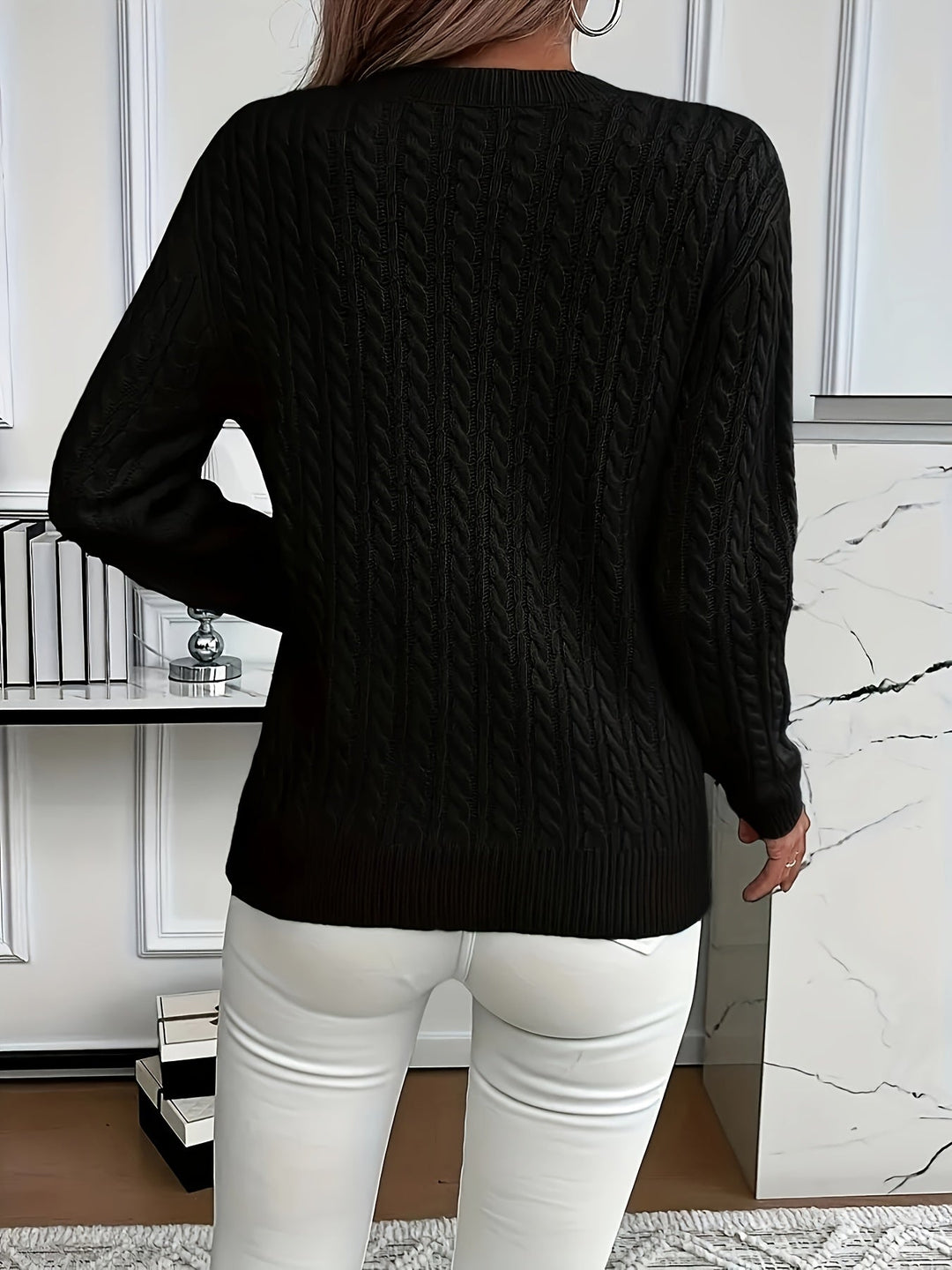 Faye | Kabelstrikket Rundhalset Sweater