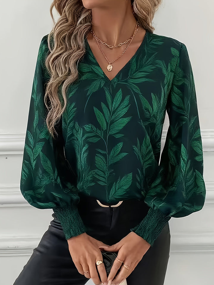 Elena | Botanisk V-Hals Bluse