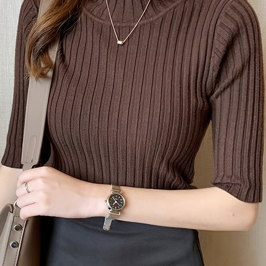 Verity | Ribbede Mock-Neck Top