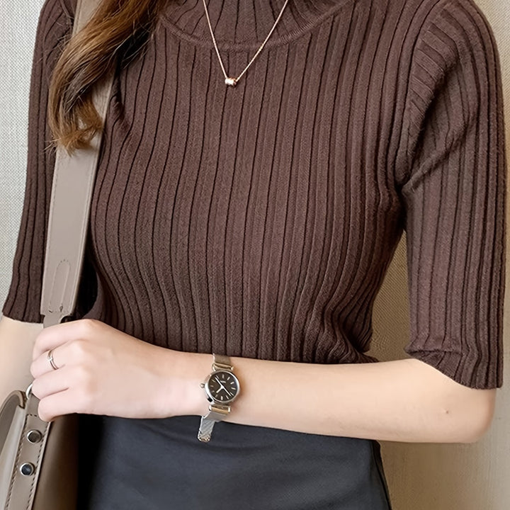 Verity | Ribbede Mock-Neck Top