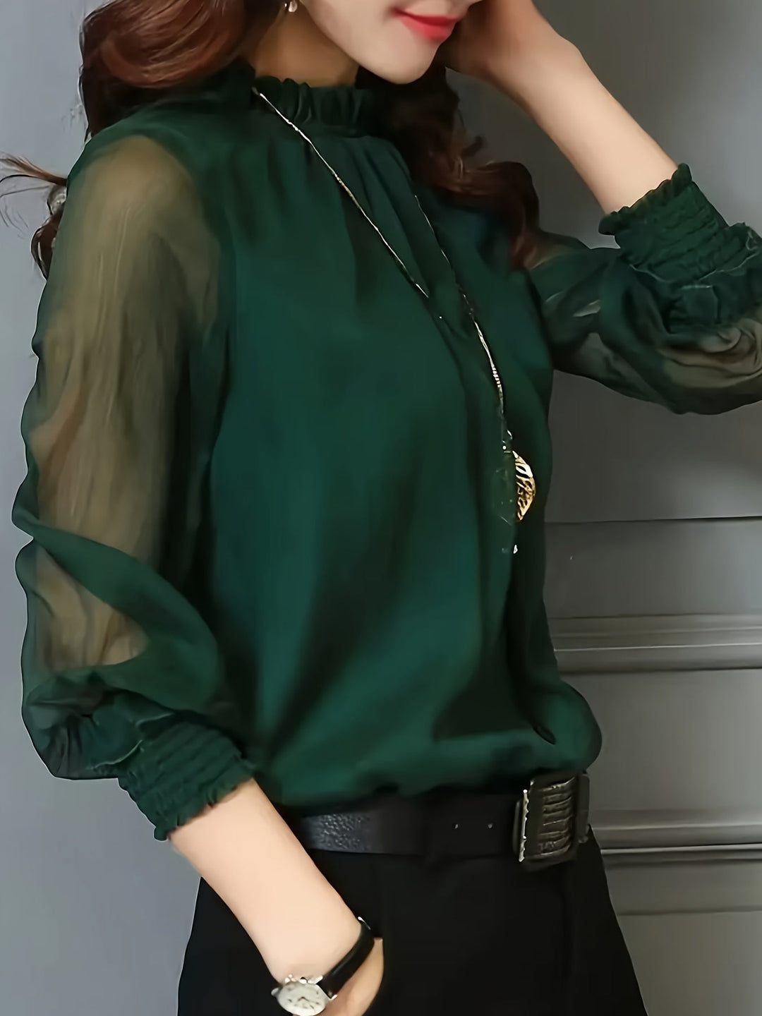 Ophelia | Stand-Krave Langærmet Bluse