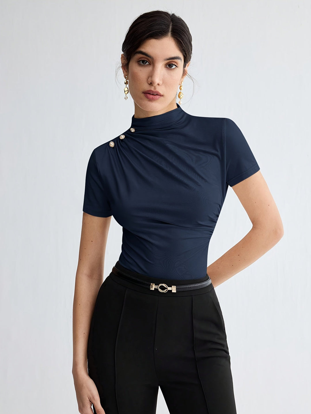 Sienna | Mock Neck Kortærmet Top