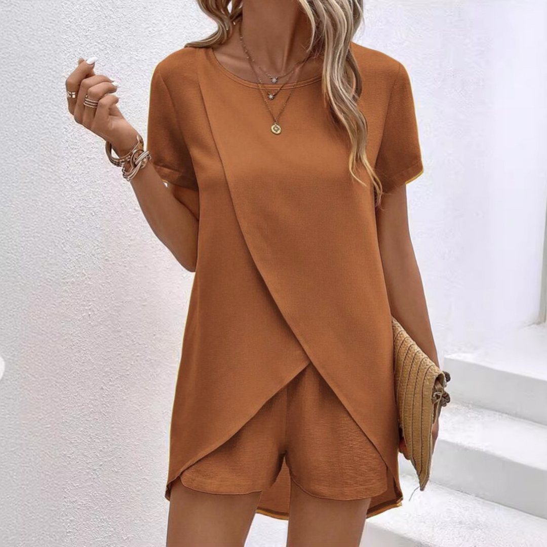 Melanie | Elegant Sommer Slids Shirt Sæt