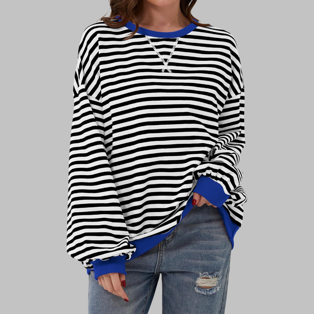 Margaret | Casual Langærmet Stribet Sweatshirt