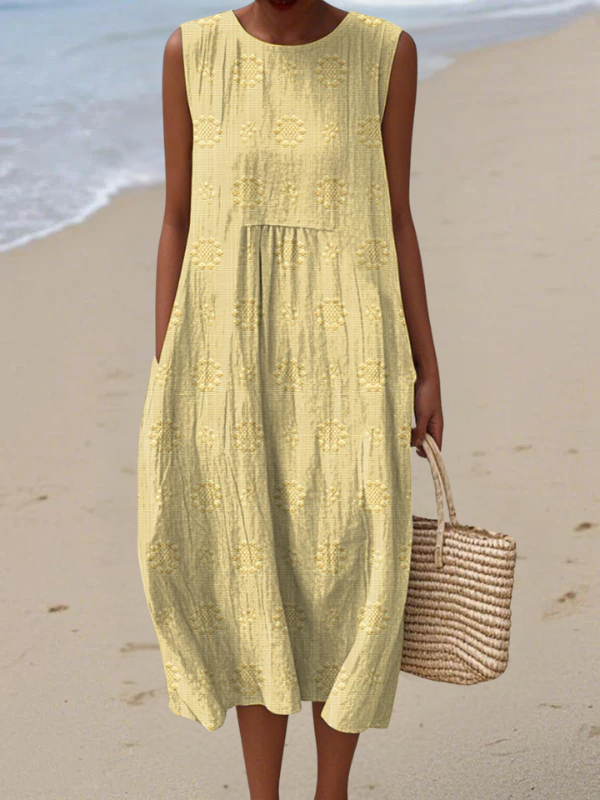 Michelle | Casual Broderet Midi Kjole