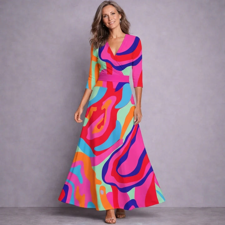 Emilia | Elegant Maxi Kjole med Mellemærmer