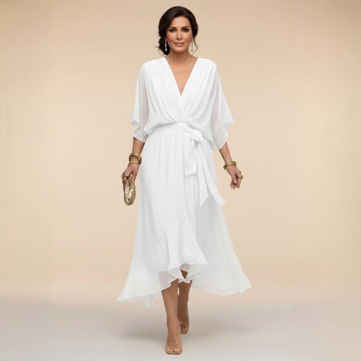 Abigail | Stilfuld Chiffon V-Hals Kjole