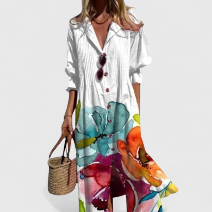 Paula | Elegant Multifarvet Boho Kjole