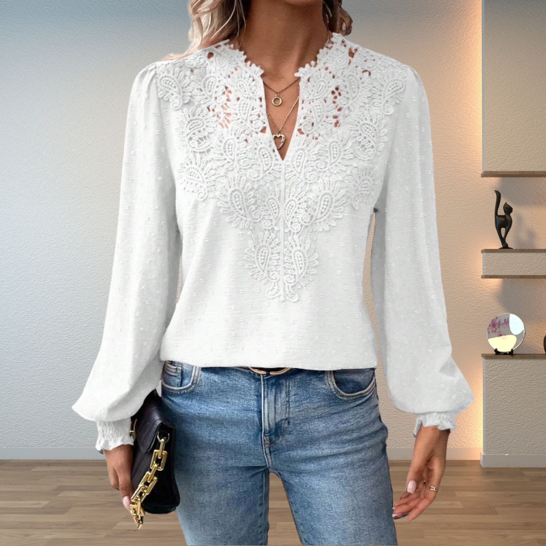 Marlene | Elegant Bluse med Blondekant