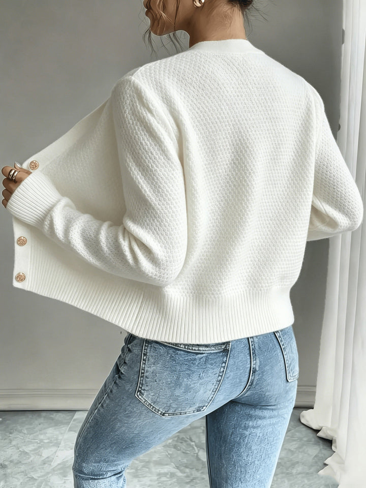Eleanora | Kabelstrikket Cardigan med Knapper