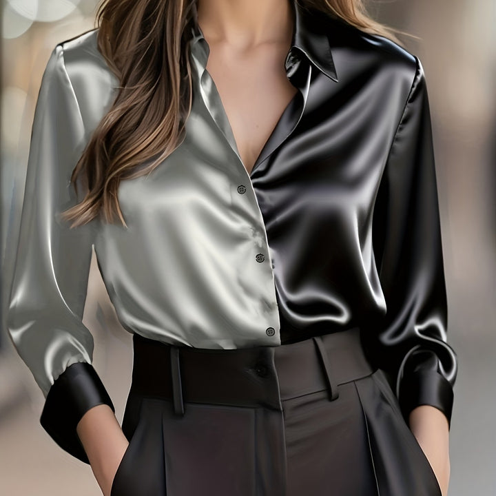 Helene | Raffineret Farveblok Bluse