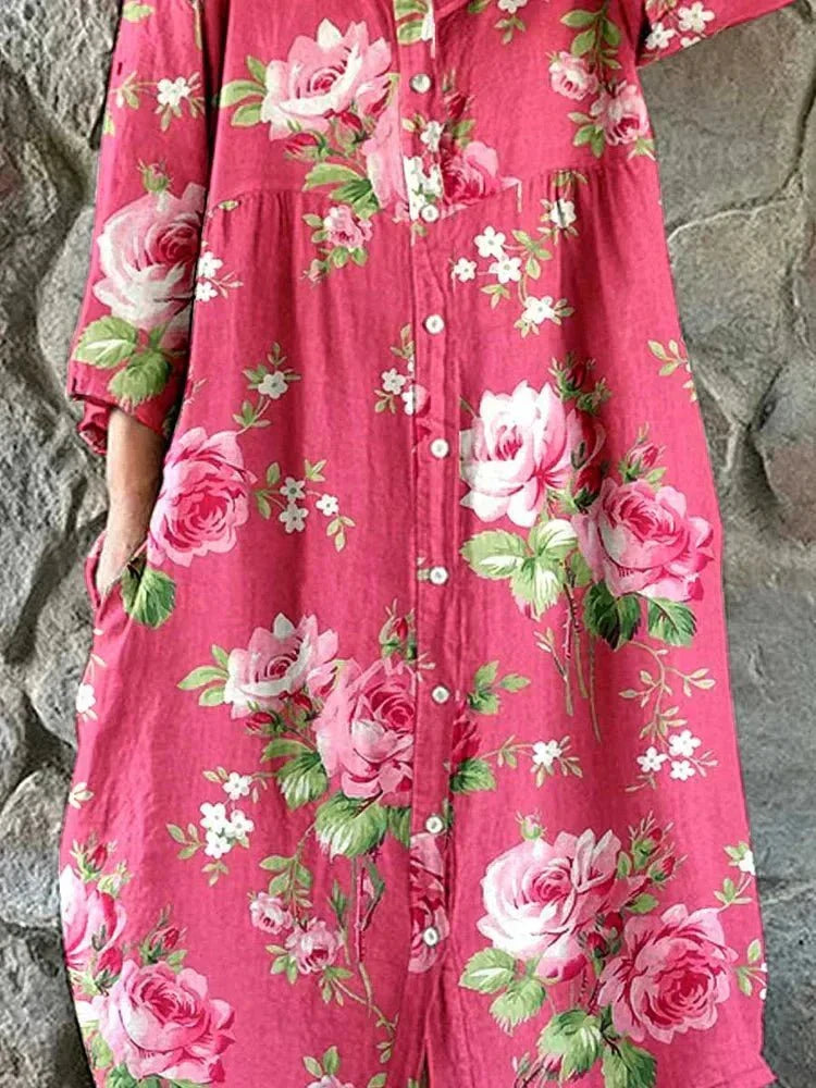 Maddie | Stilfuld Oversized Kunstnerisk Blomsterkjole