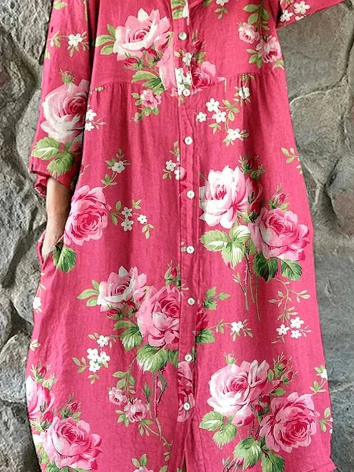 Maddie | Stilfuld Oversized Kunstnerisk Blomsterkjole
