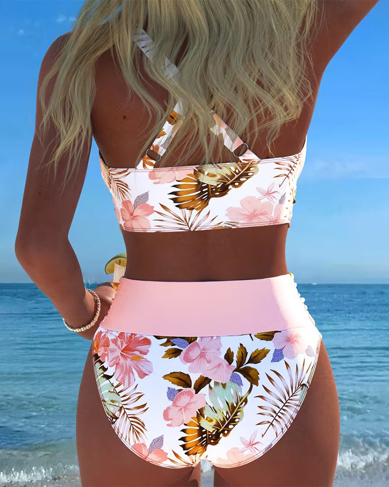 Vivienne | Blomsterkontrast Cut-Out Bikini