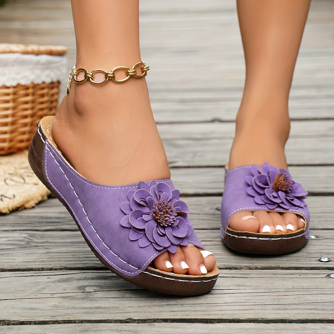 Melanie | Blomster Komfort Wedge Sandaler