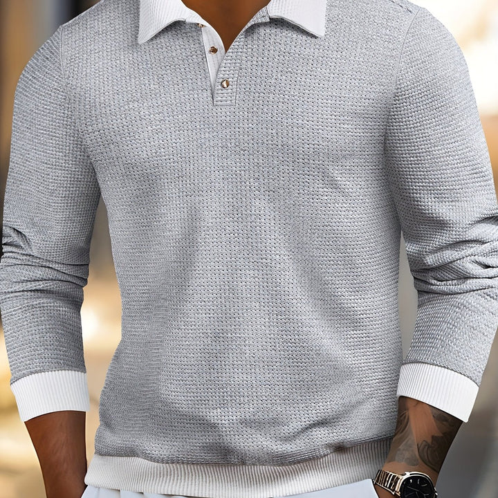 Gareth | Tekstureret Langærmet Polo Shirt